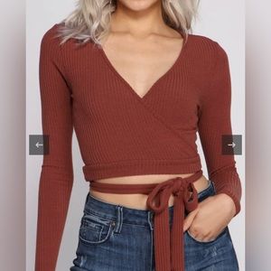 Windsor Ribbed Knit Tie Waist Top